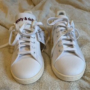 Size 7.5 women’s sporty & rich x adidas stan smith white sneakers